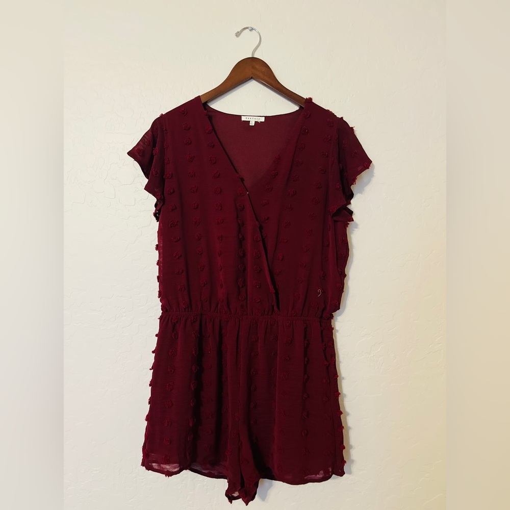 Maroon Romper with raised dot detail
